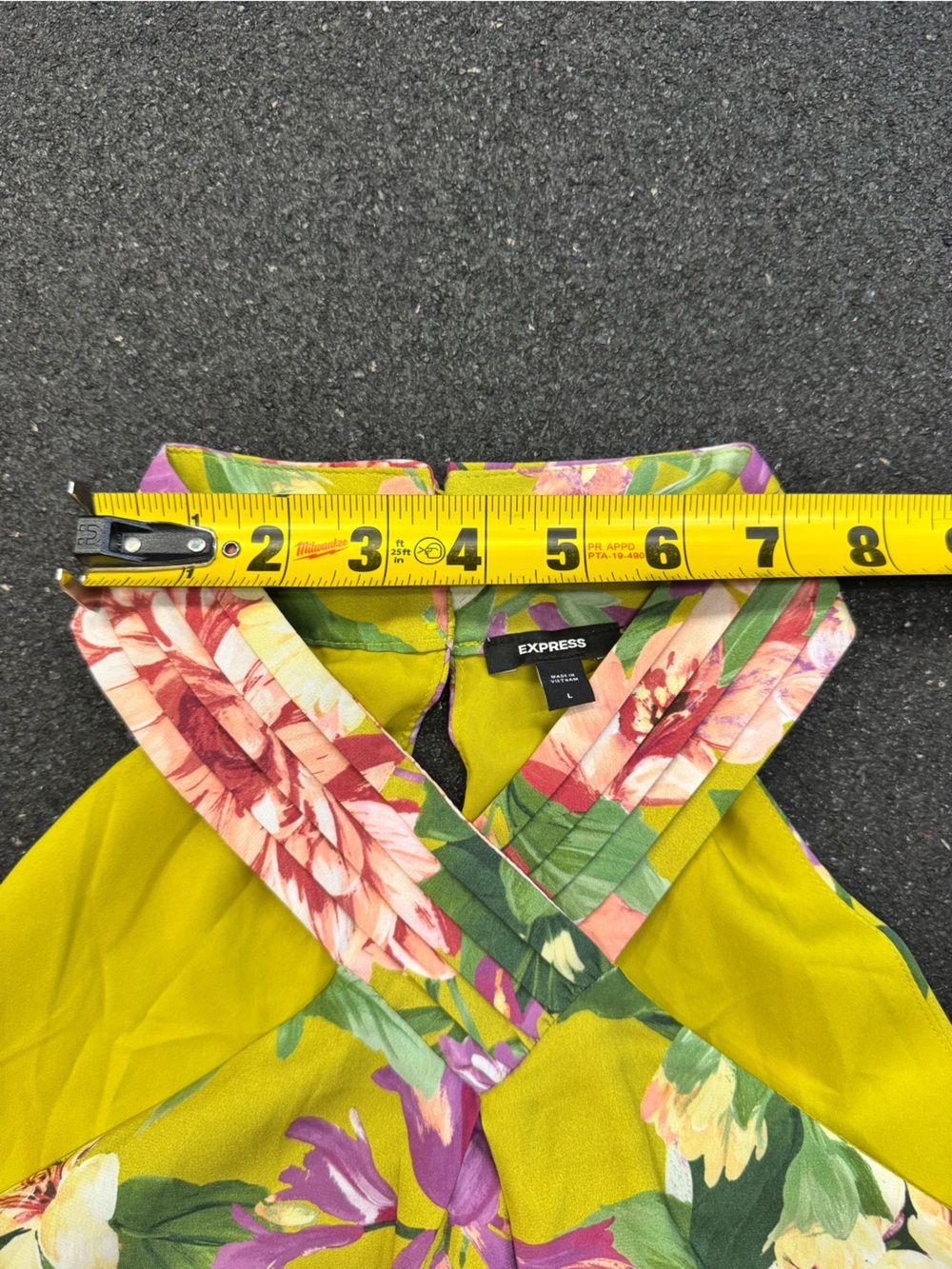 Express Floral Halter Neck Tank Top - Green Pink Floral Floral Lined - Picture 9 of 11